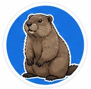 Groundhog standing near a burrow entrance