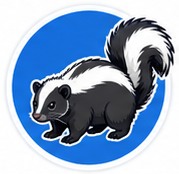 Striped skunk in a residential backyard